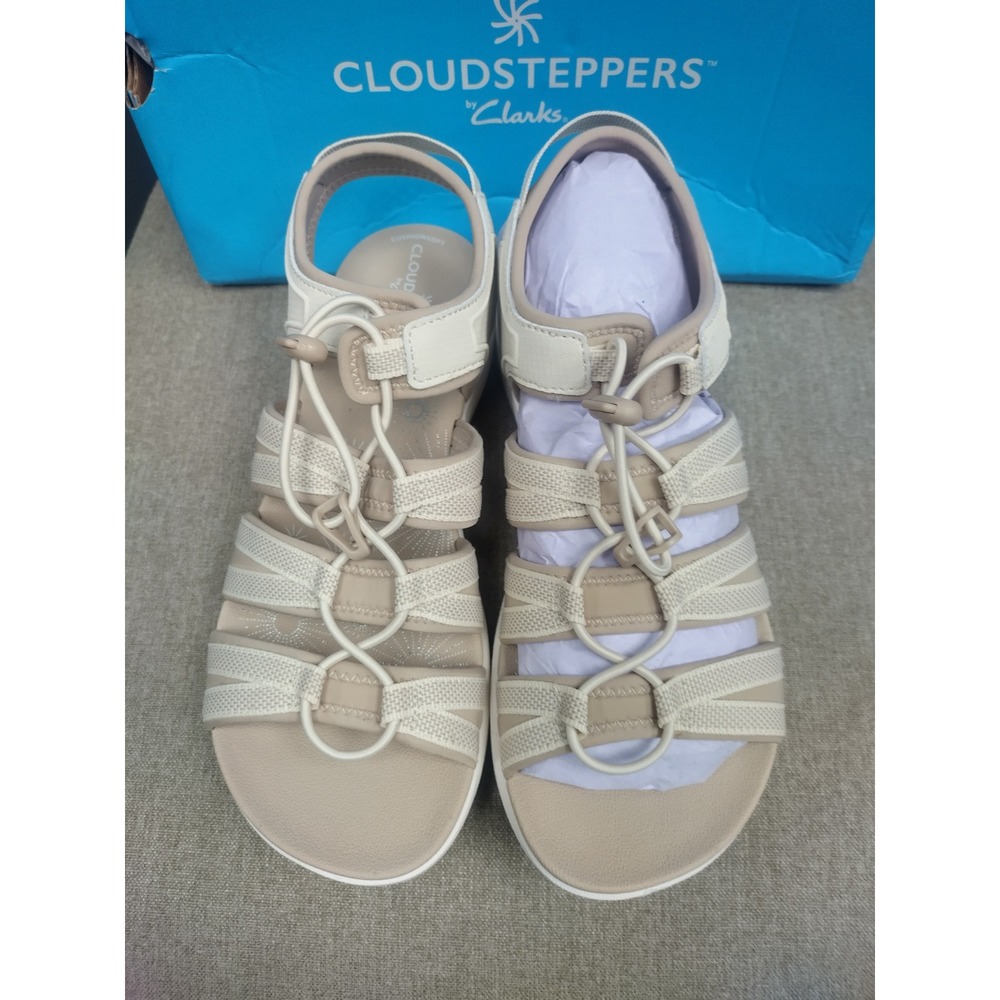 Clarks Cloudsteppers Mira Mabel Cream Strappy Sports Sandals Womens 7.5 M NEW